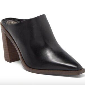 Weeren Heeled Mule In Black Soft Silky Leather Sz. 6.5